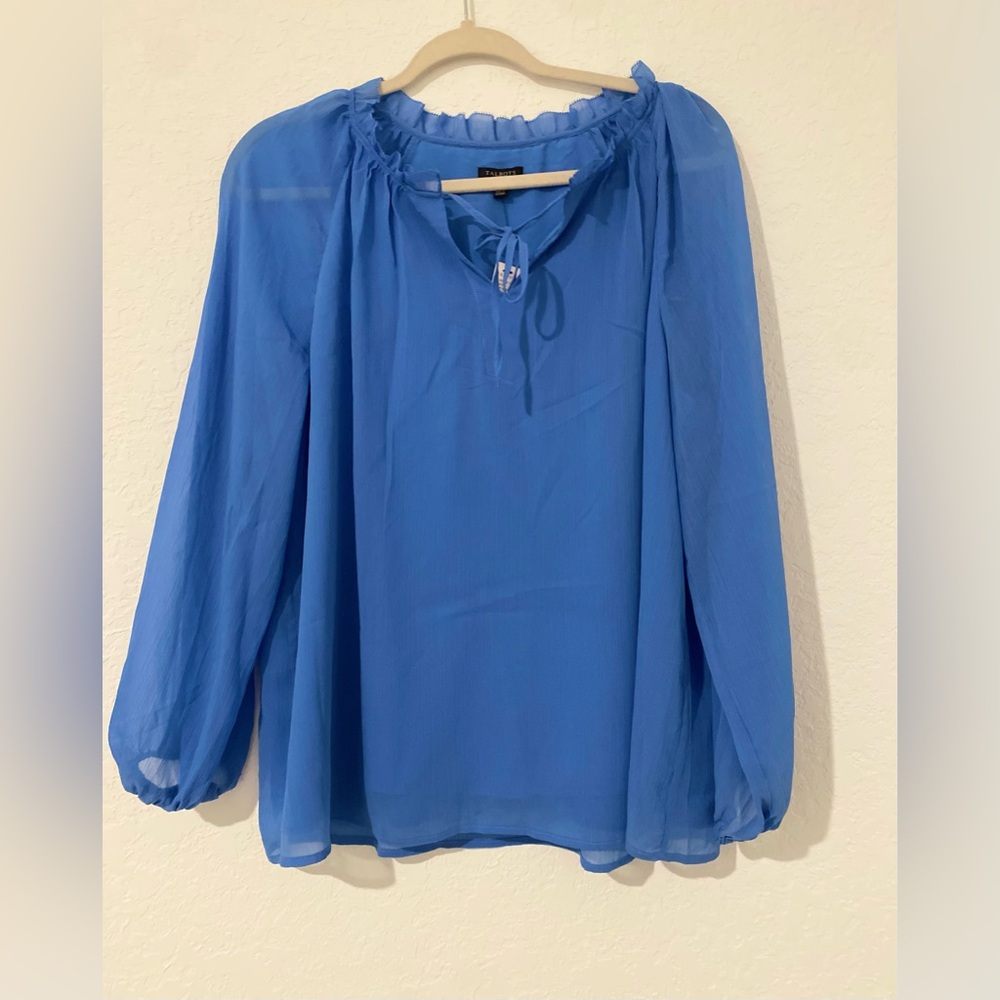 Talbots Royal Blue Sheer Blouse